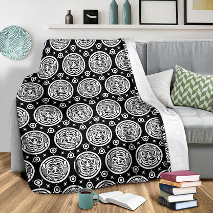 Calendar Aztec White Black Print Pattern Fleece Blanket