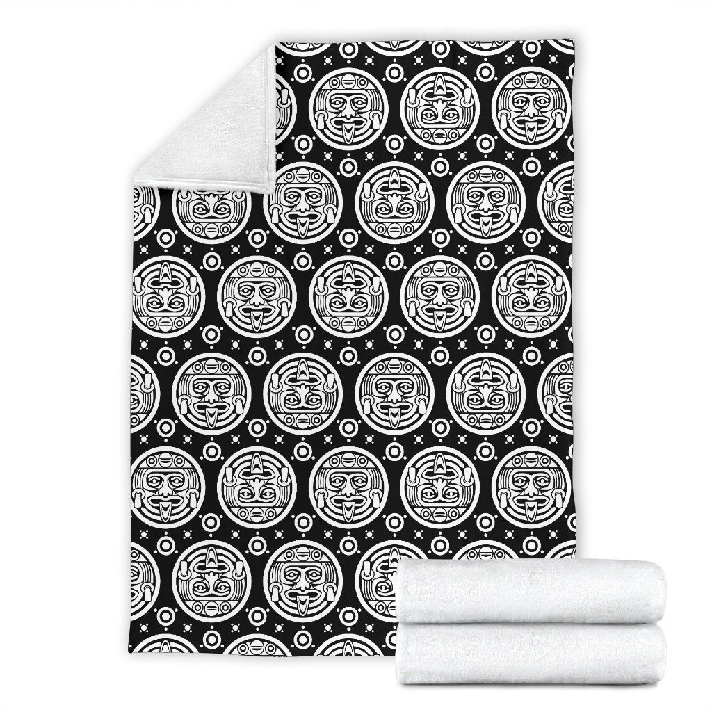 Calendar Aztec White Black Print Pattern Fleece Blanket