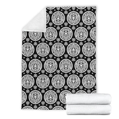 Calendar Aztec White Black Print Pattern Fleece Blanket