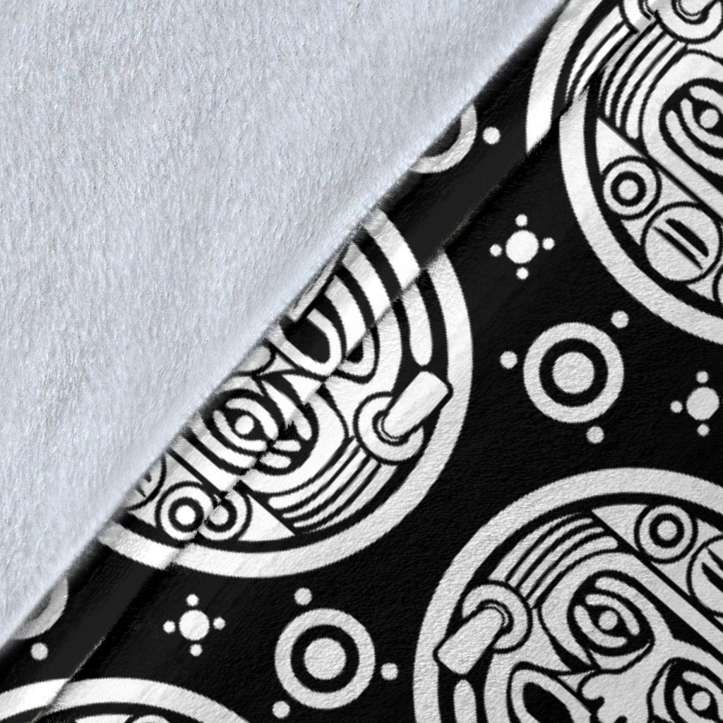 Calendar Aztec White Black Print Pattern Fleece Blanket