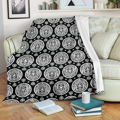 Calendar Aztec White Black Print Pattern Fleece Blanket