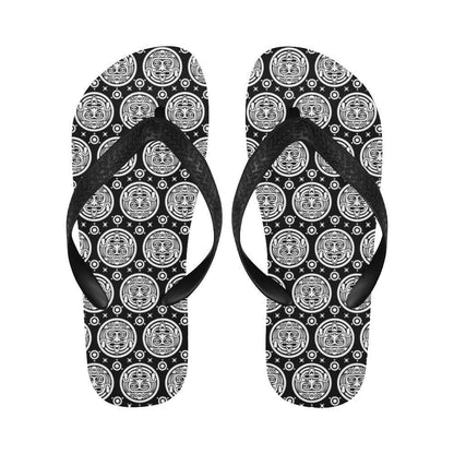 Calendar Aztec White Black Print Pattern Flip Flops-JTAMIGO.COM