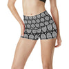 Calendar Aztec White Black Print Pattern High Waisted Spandex Shorts-JTAMIGO.COM