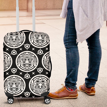 Calendar Aztec White Black Print Pattern Luggage Cover Protector