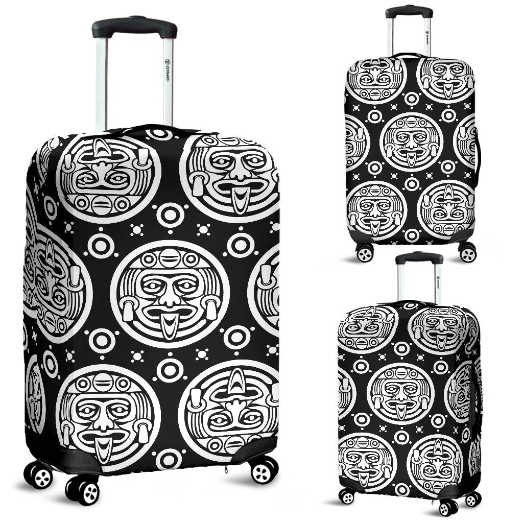 Calendar Aztec White Black Print Pattern Luggage Cover Protector
