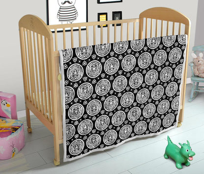 Calendar Aztec White Black Print Pattern Premium Quilt-JTAMIGO.COM