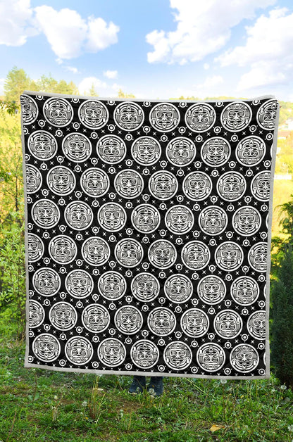 Calendar Aztec White Black Print Pattern Premium Quilt-JTAMIGO.COM