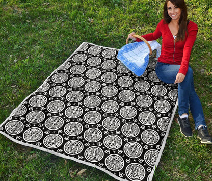 Calendar Aztec White Black Print Pattern Premium Quilt-JTAMIGO.COM
