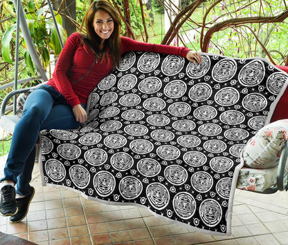 Calendar Aztec White Black Print Pattern Premium Quilt-JTAMIGO.COM