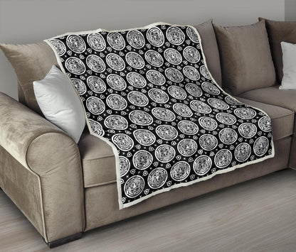 Calendar Aztec White Black Print Pattern Premium Quilt-JTAMIGO.COM