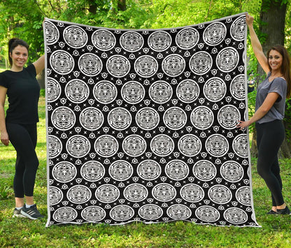 Calendar Aztec White Black Print Pattern Premium Quilt-JTAMIGO.COM