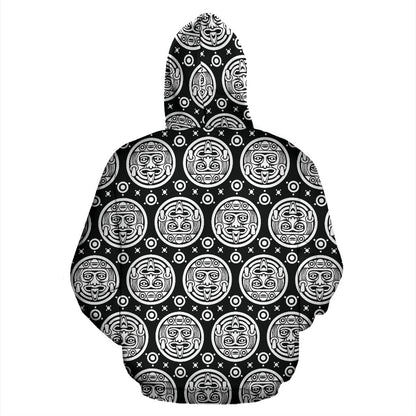 Calendar Aztec White Black Print Pattern Pullover Hoodie