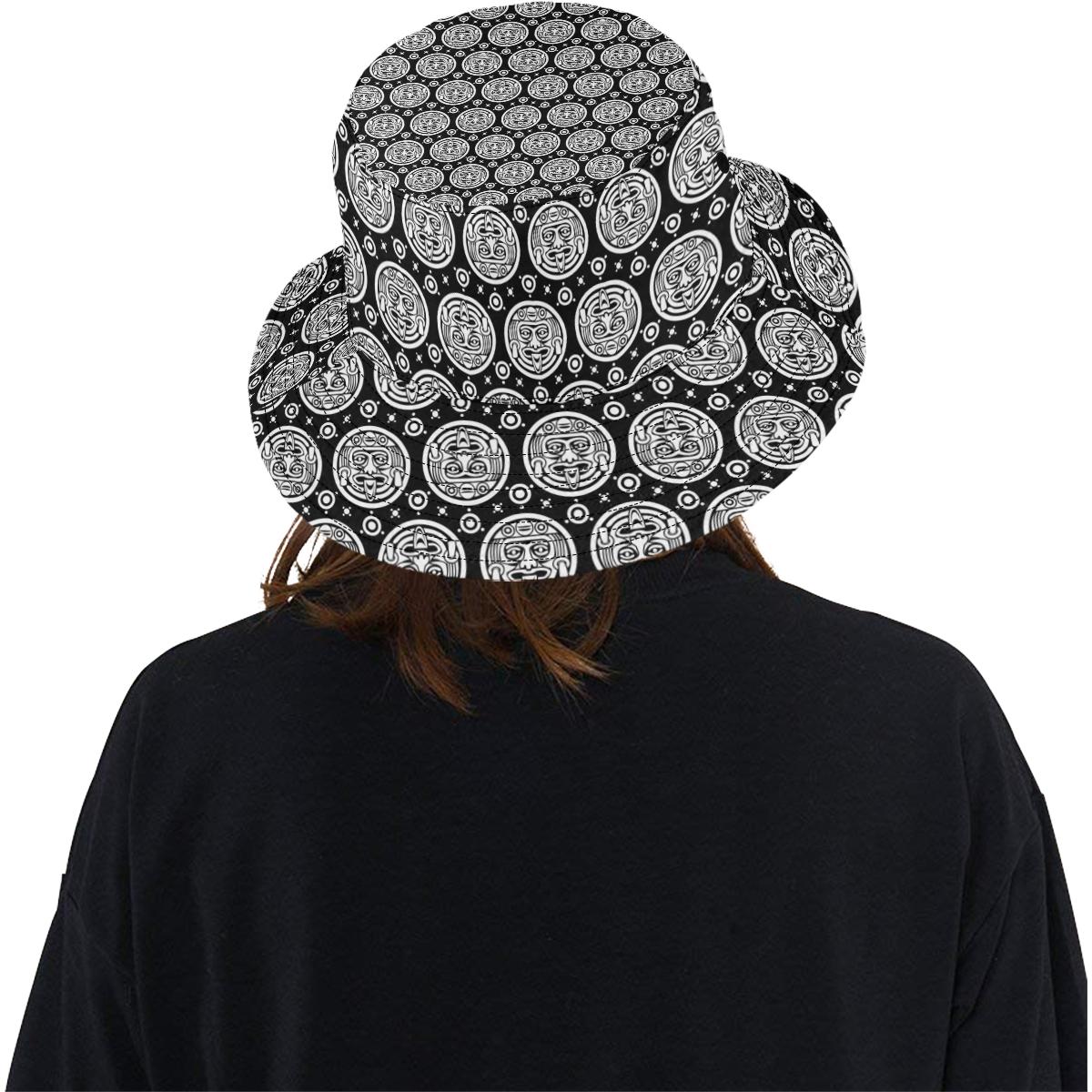 Calendar Aztec White Black Print Pattern Unisex Bucket Hat
