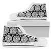 Calendar Aztec White Black Print Pattern Women High Top Shoes