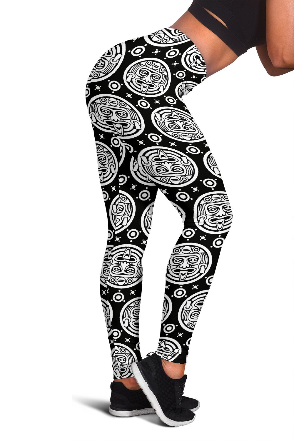 Calendar Aztec White Black Print Pattern Women Leggings