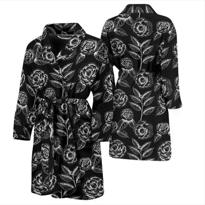 Camellia Pattern Print Design 02 Men Bathrobe-JORJUNE.COM
