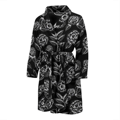Camellia Pattern Print Design 02 Men Bathrobe-JORJUNE.COM