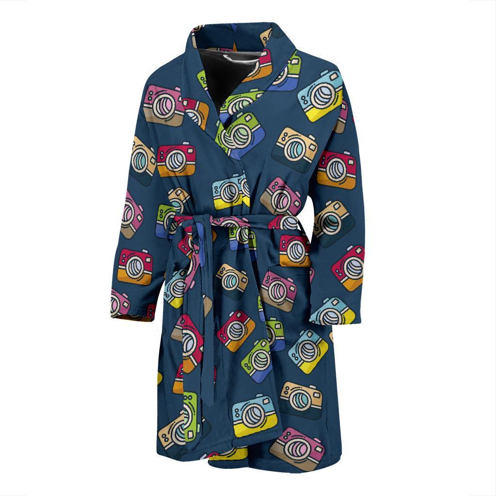 Camera Pattern Print Design 03 Men Bathrobe-JORJUNE.COM