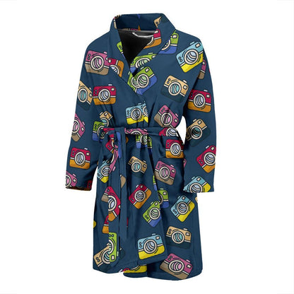 Camera Pattern Print Design 03 Men Bathrobe-JORJUNE.COM