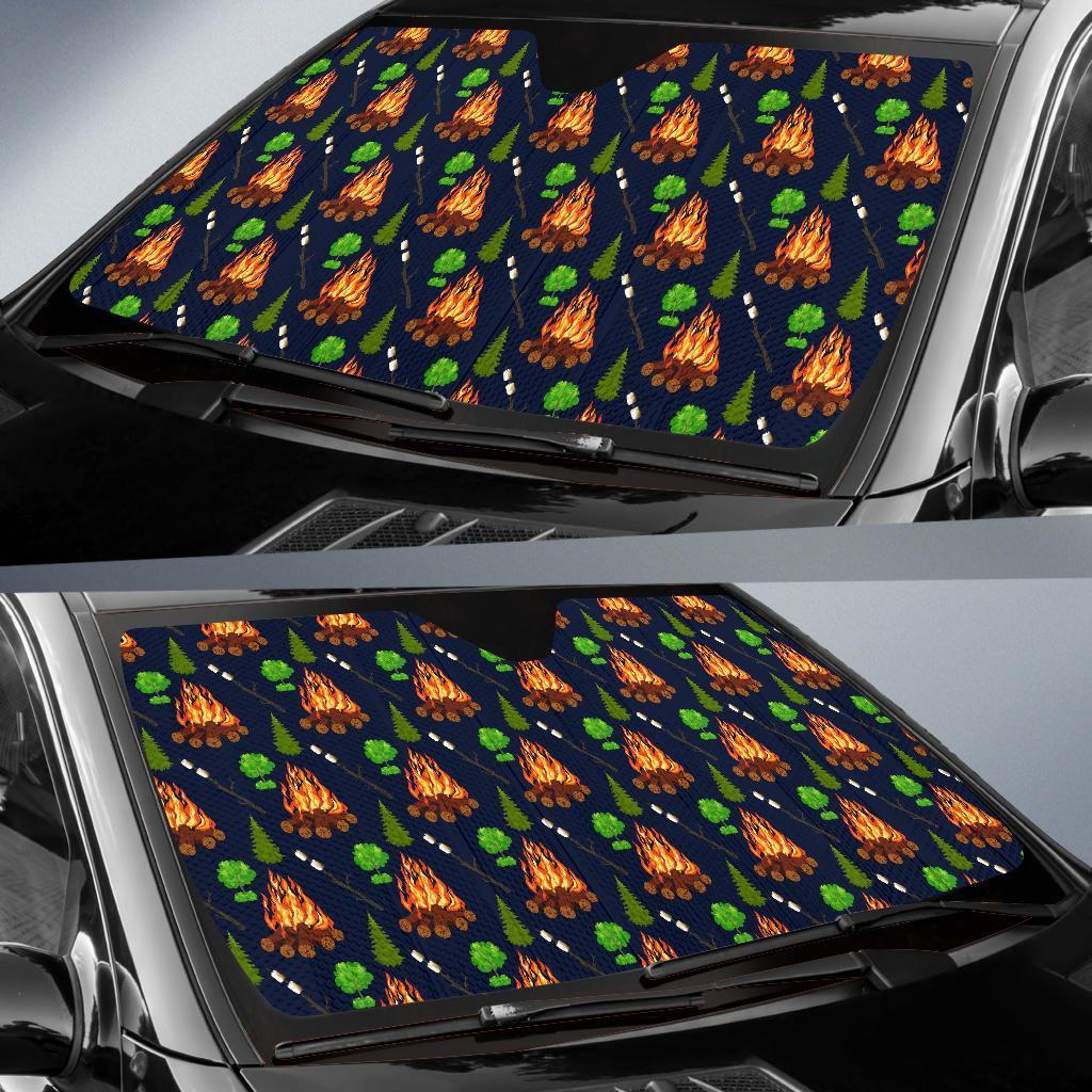 Camfire Marshmallow Camping Design Print Car Sun Shade For Windshield
