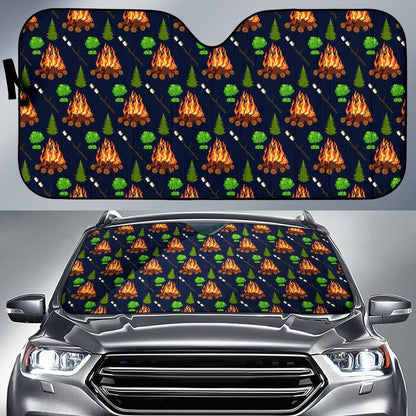 Camfire Marshmallow Camping Design Print Car Sun Shade For Windshield