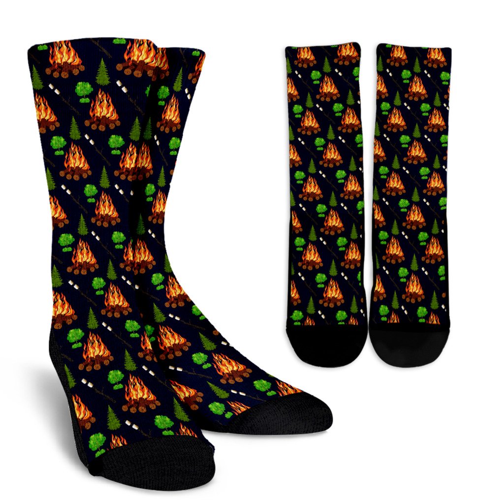 Camfire marshmallow Camping Design Print Crew Socks