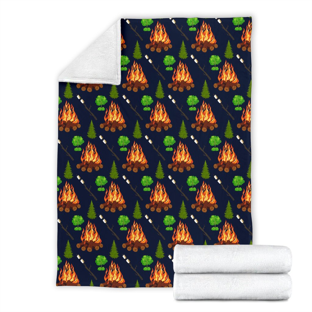 Camfire Marshmallow Camping Design Print Fleece Blanket