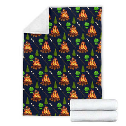 Camfire Marshmallow Camping Design Print Fleece Blanket