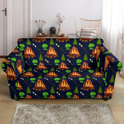 Camfire marshmallow Camping Design Print Loveseat Slipcover-JTAMIGO.COM