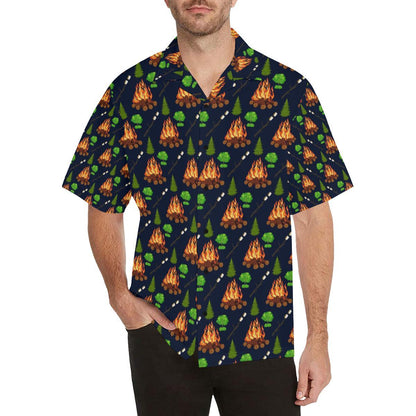 Camfire marshmallow Camping Design Print Men Aloha Hawaiian Shirt