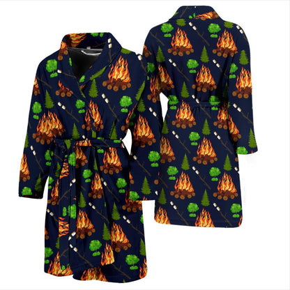 Camfire marshmallow Camping Design Print Men Bath Robe-JTAMIGO.COM