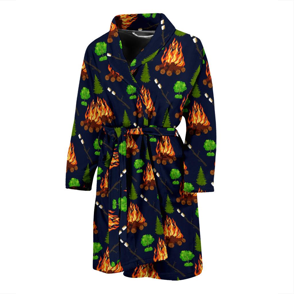 Camfire marshmallow Camping Design Print Men Bath Robe-JTAMIGO.COM