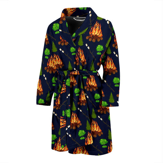 Camfire marshmallow Camping Design Print Men Bath Robe-JTAMIGO.COM
