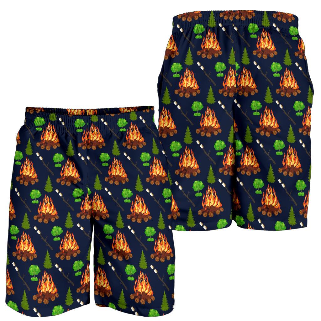 Camfire marshmallow Camping Design Print Mens Shorts-JTAMIGO.COM