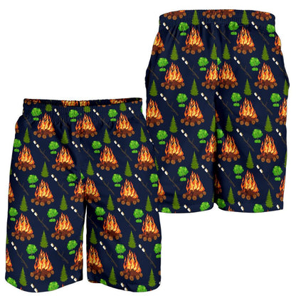 Camfire marshmallow Camping Design Print Mens Shorts-JTAMIGO.COM