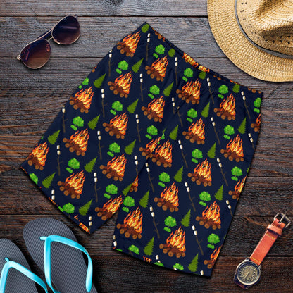 Camfire marshmallow Camping Design Print Mens Shorts-JTAMIGO.COM