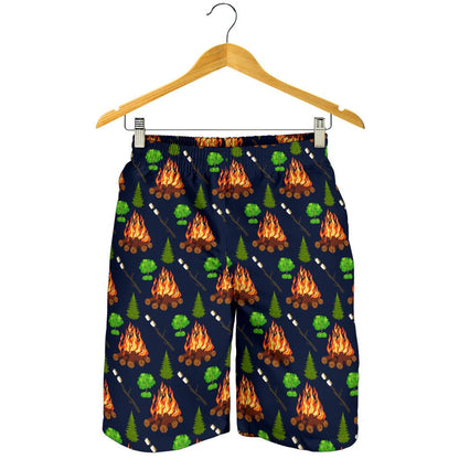 Camfire marshmallow Camping Design Print Mens Shorts-JTAMIGO.COM