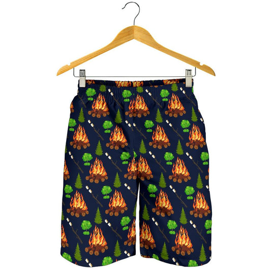 Camfire marshmallow Camping Design Print Mens Shorts-JTAMIGO.COM
