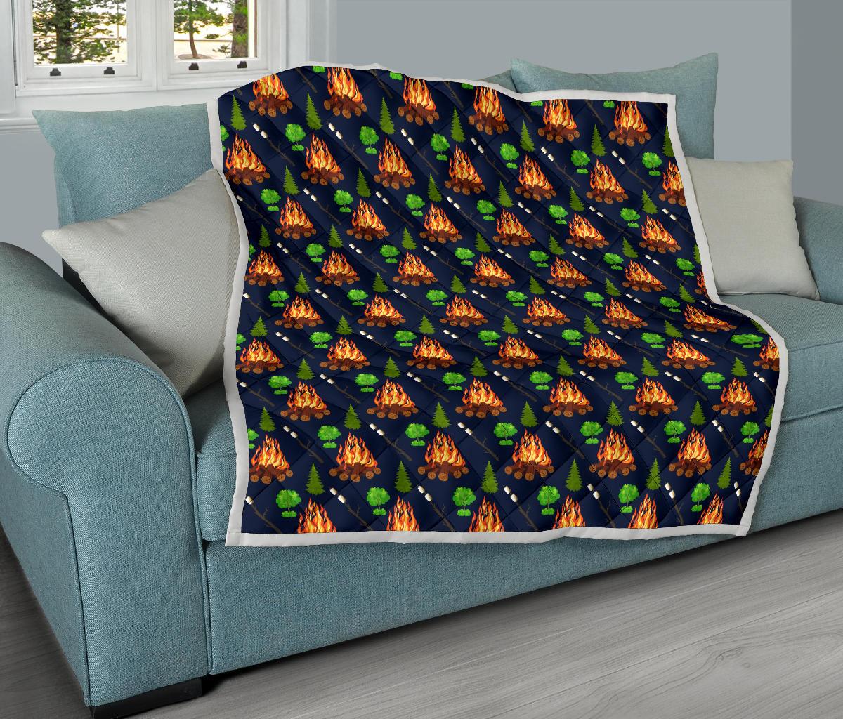 Camfire marshmallow Camping Design Print Premium Quilt-JTAMIGO.COM