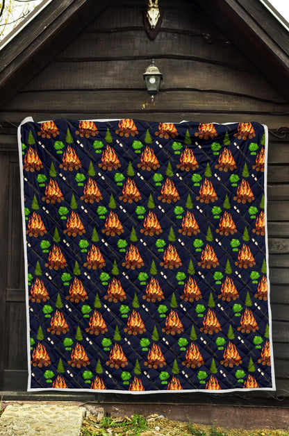 Camfire marshmallow Camping Design Print Premium Quilt-JTAMIGO.COM