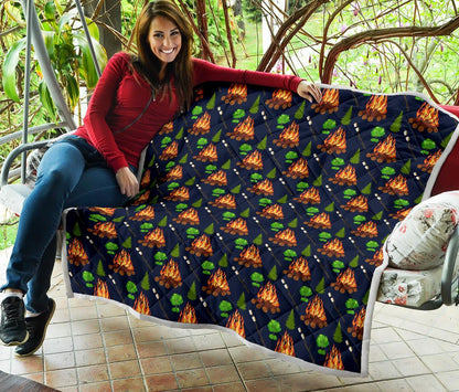 Camfire marshmallow Camping Design Print Premium Quilt-JTAMIGO.COM