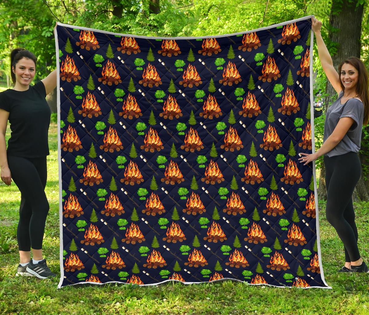 Camfire marshmallow Camping Design Print Premium Quilt-JTAMIGO.COM