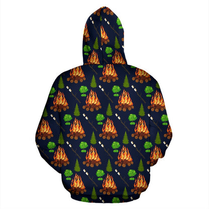 Camfire marshmallow Camping Design Print Pullover Hoodie