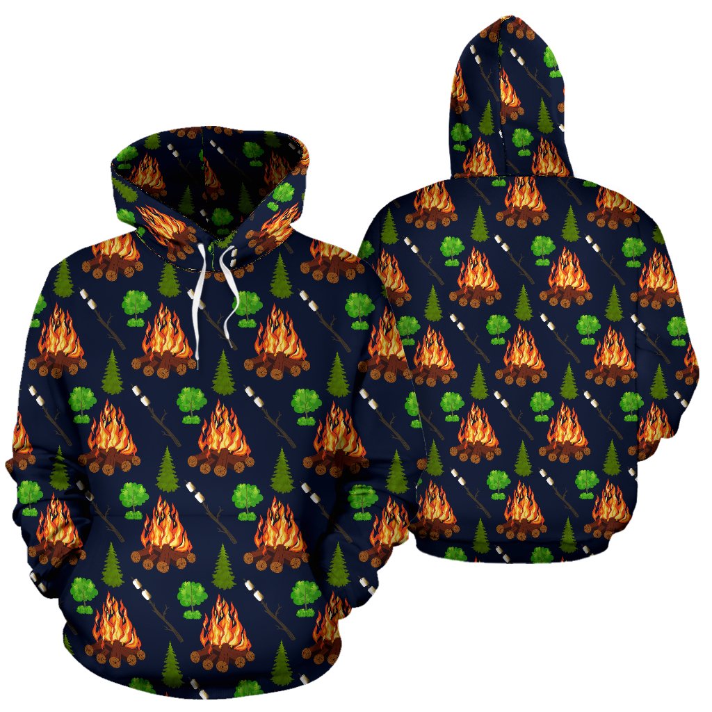 Camfire marshmallow Camping Design Print Pullover Hoodie