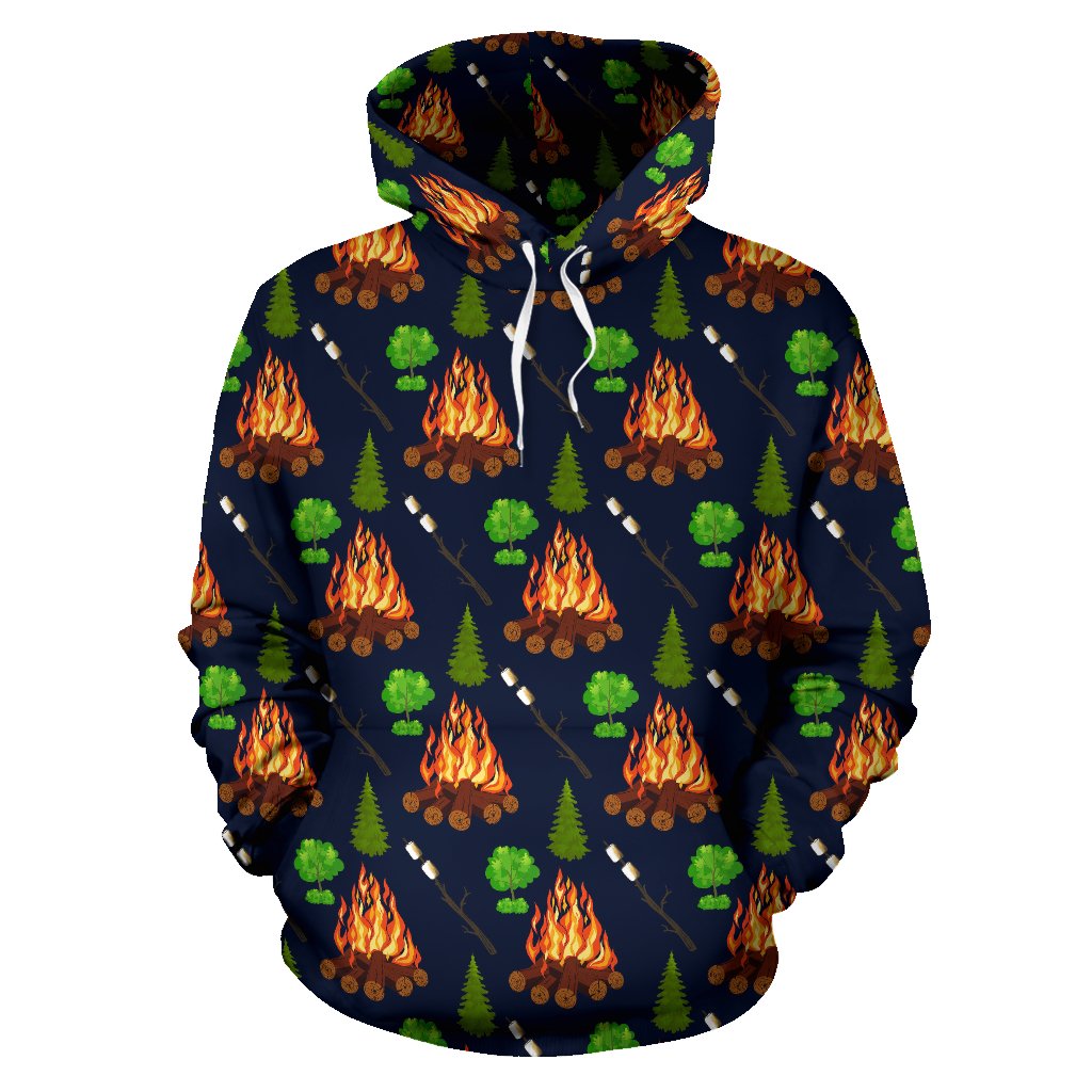 Camfire marshmallow Camping Design Print Pullover Hoodie