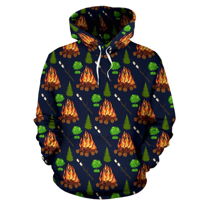 Camfire marshmallow Camping Design Print Pullover Hoodie