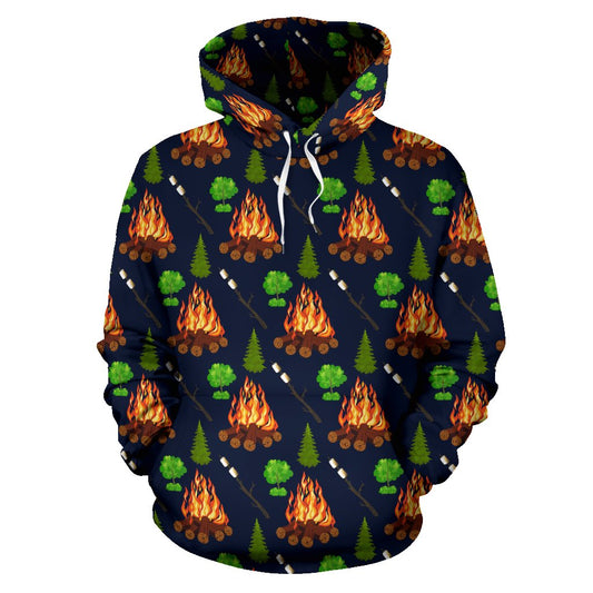 Camfire marshmallow Camping Design Print Pullover Hoodie