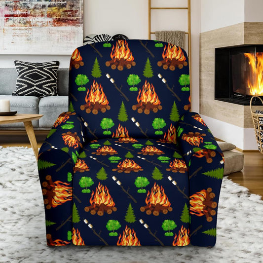 Camfire marshmallow Camping Design Print Single Sofa Slipcover -JTAMIGO.COM
