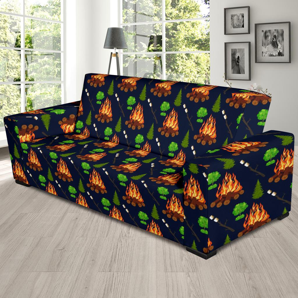 Camfire marshmallow Camping Design Print Sofa Slipcover-JTAMIGO.COM