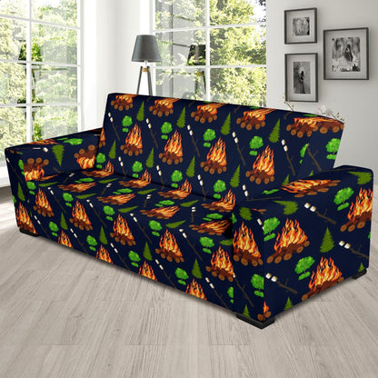Camfire marshmallow Camping Design Print Sofa Slipcover-JTAMIGO.COM